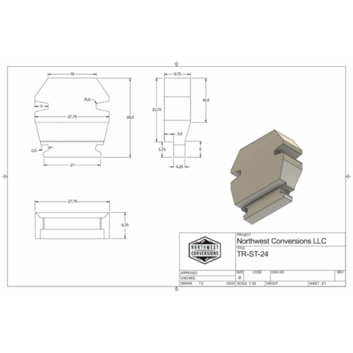 transit 24 gallon water tank dimensions