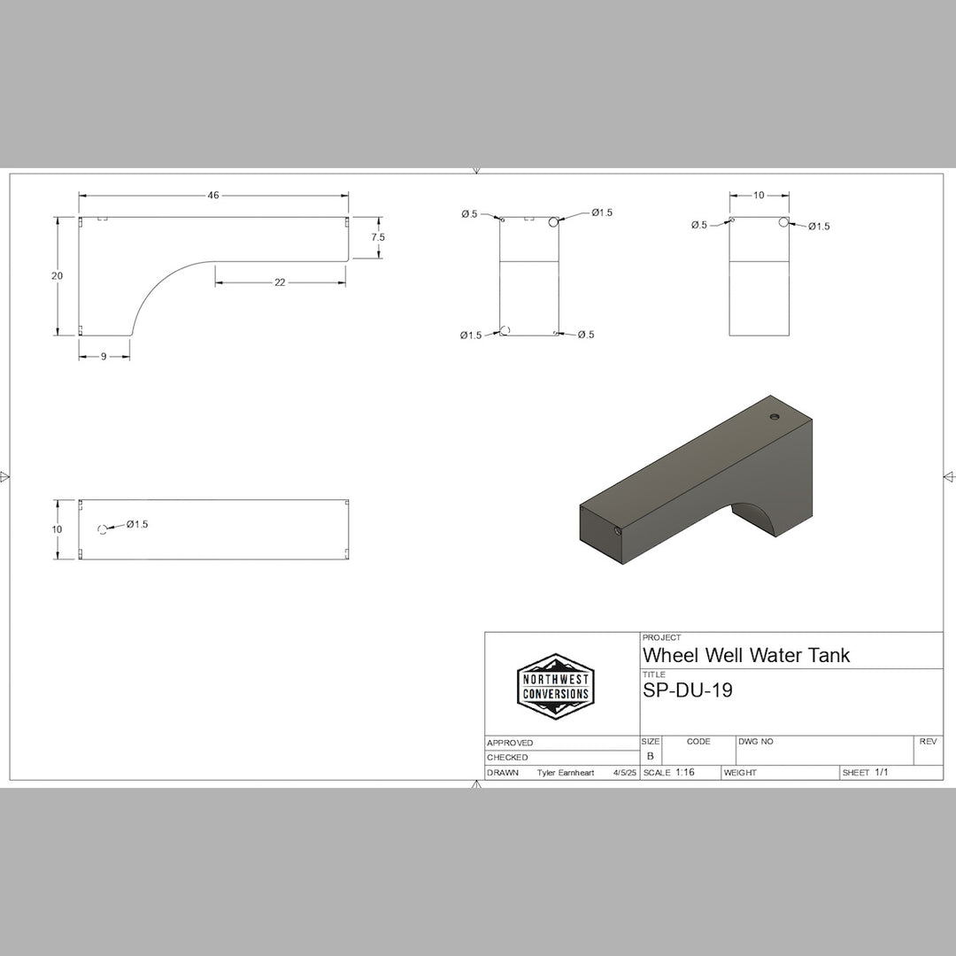 dually water tank dimensions