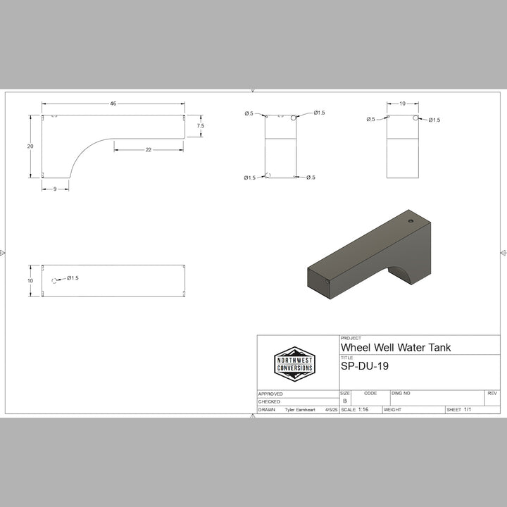 dually water tank dimensions