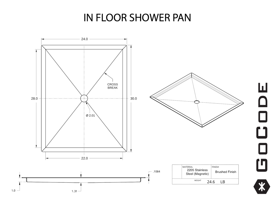 Stainless Steel In-Floor Shower Pan