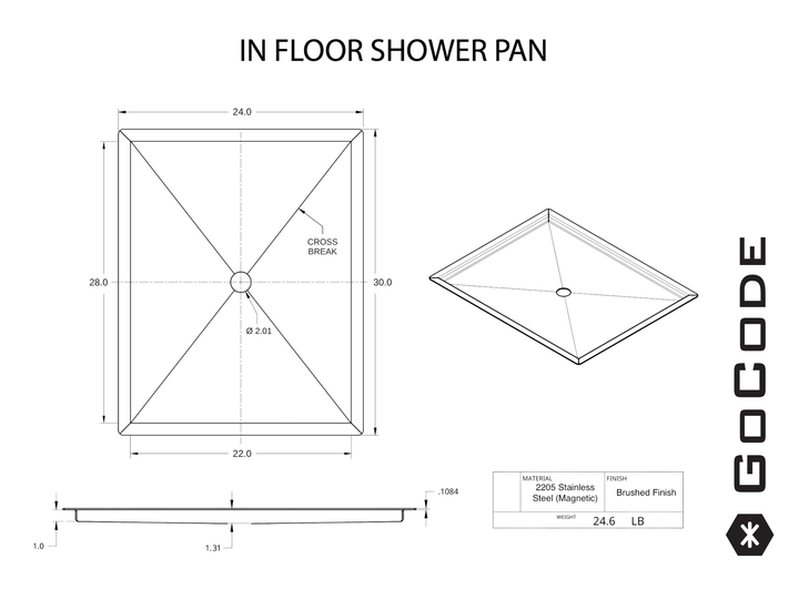 Stainless Steel In-Floor Shower Pan