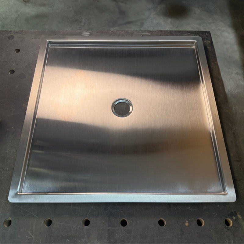 stainless steel in floor slim shower pan tetravan