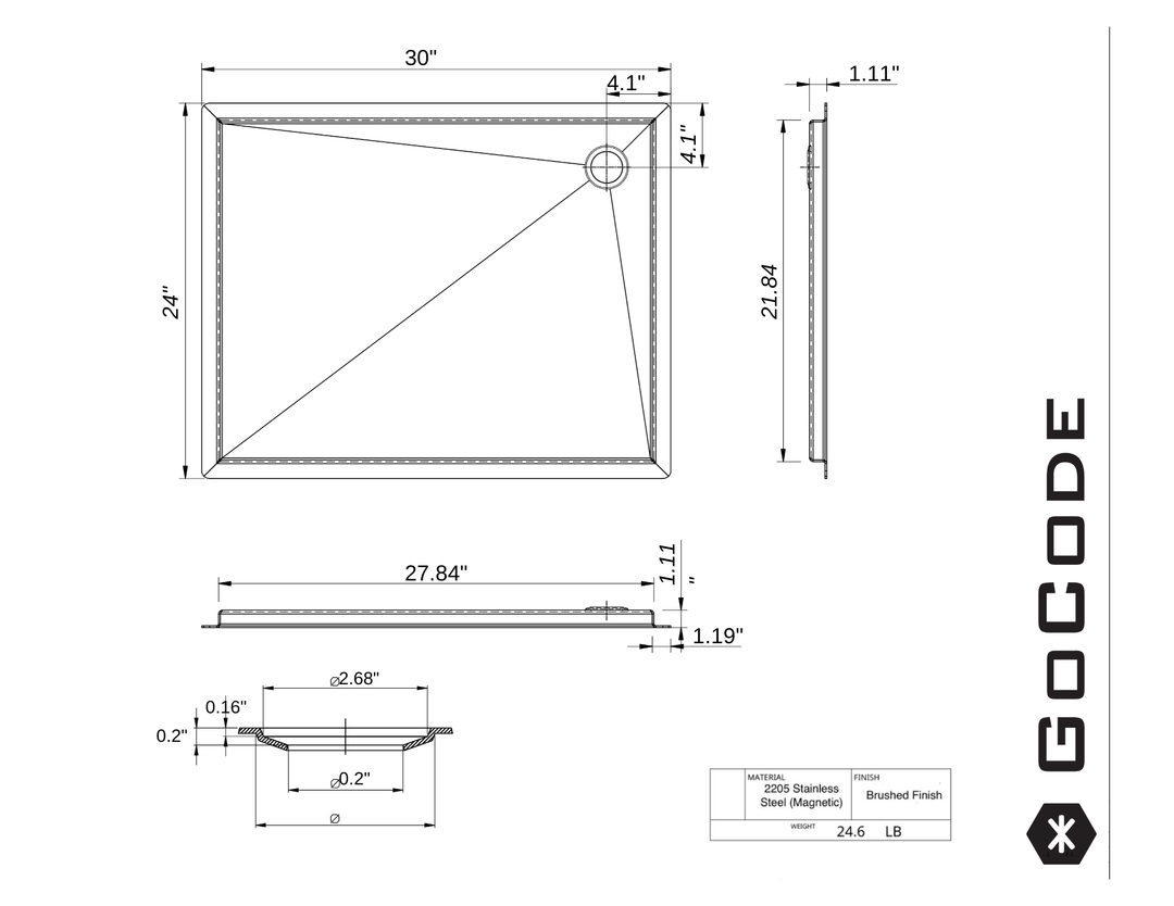 Bottom Right drain shower pan