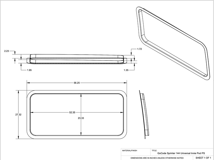 Passenger side Innie Pocket Sleeper dimensions