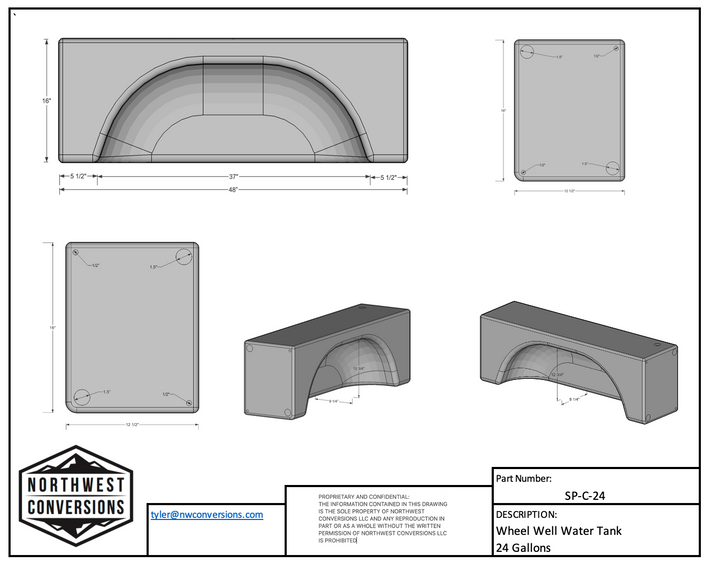 24 gallon water tank dimensions