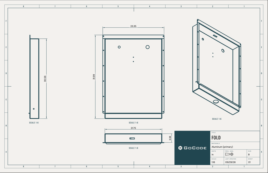 FOLD Shower spec drawing