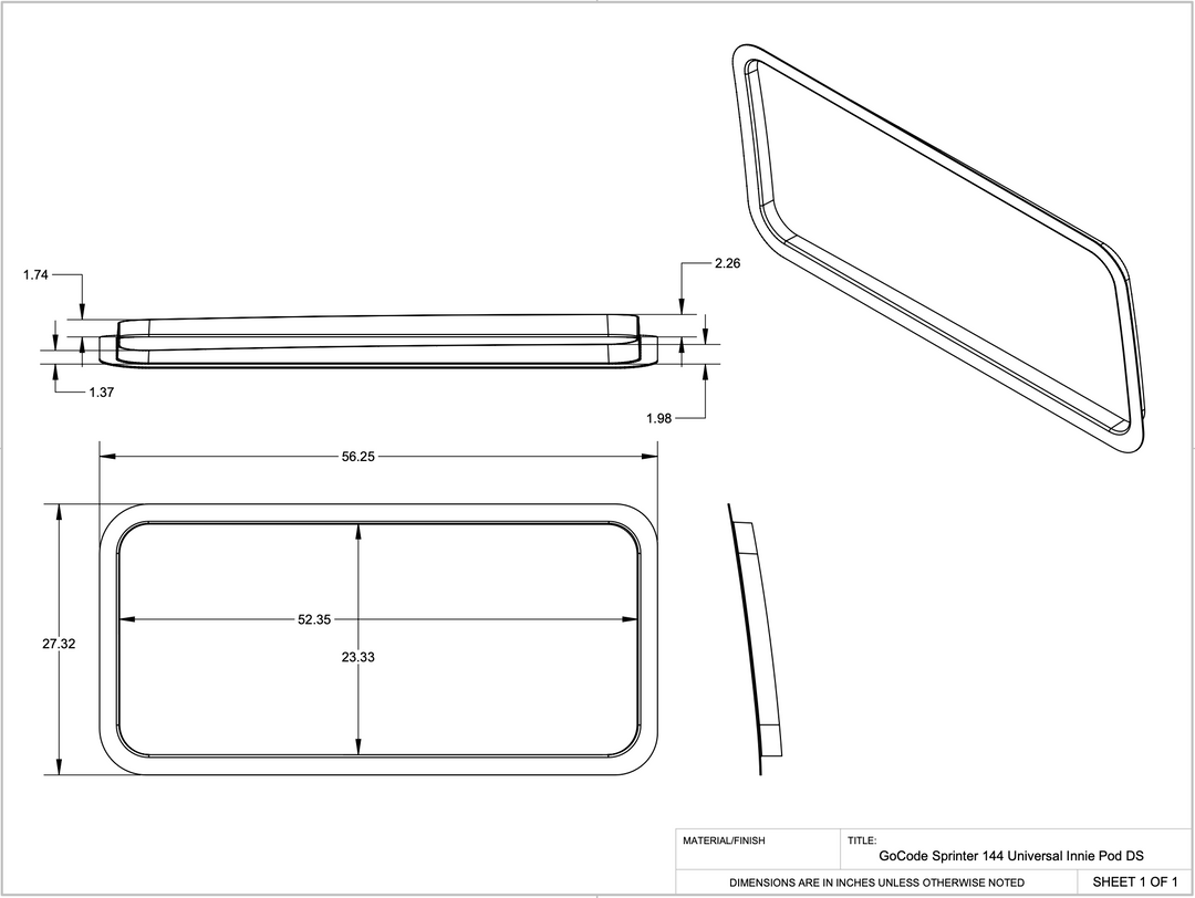 Driver Side Sprinter Innie Pocket Sleeper dimensions