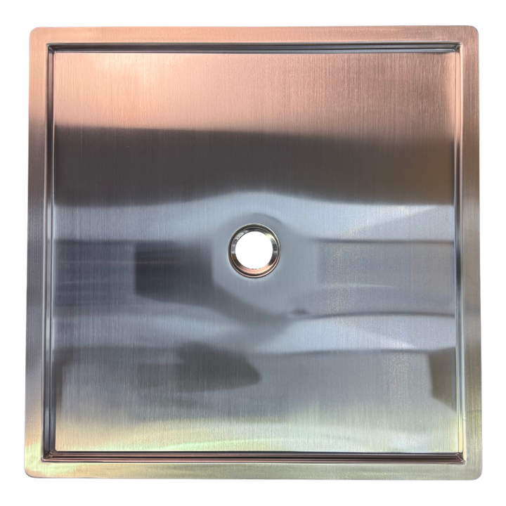 Stainless steel in floor shower pan slim
